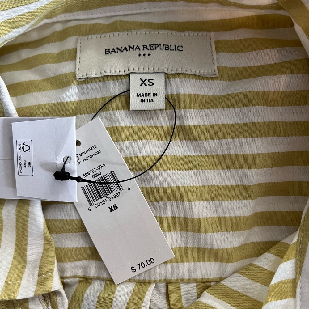 NWT Banana Republic Perfect Poplin - Yellow Stripe - Picture 9 of 11